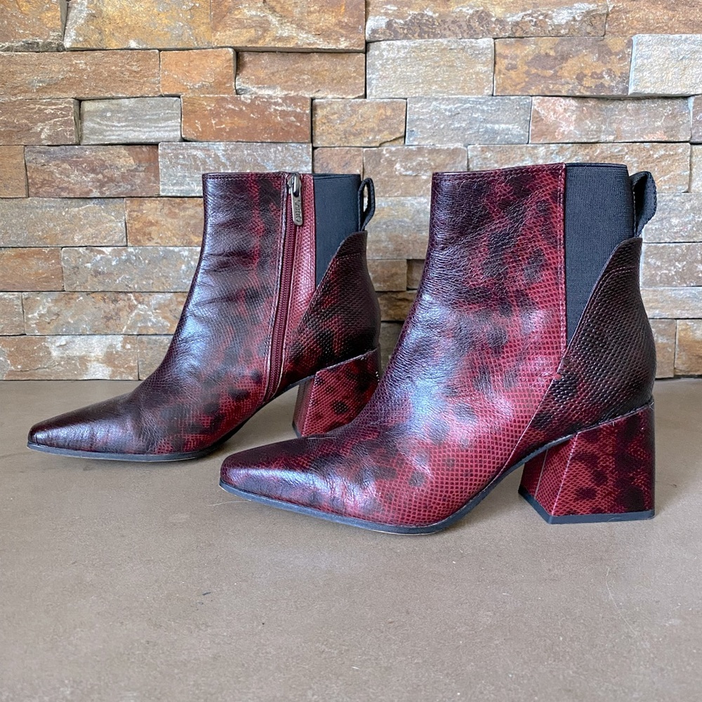 Franco Sarto Red and Black Heeled Boots
